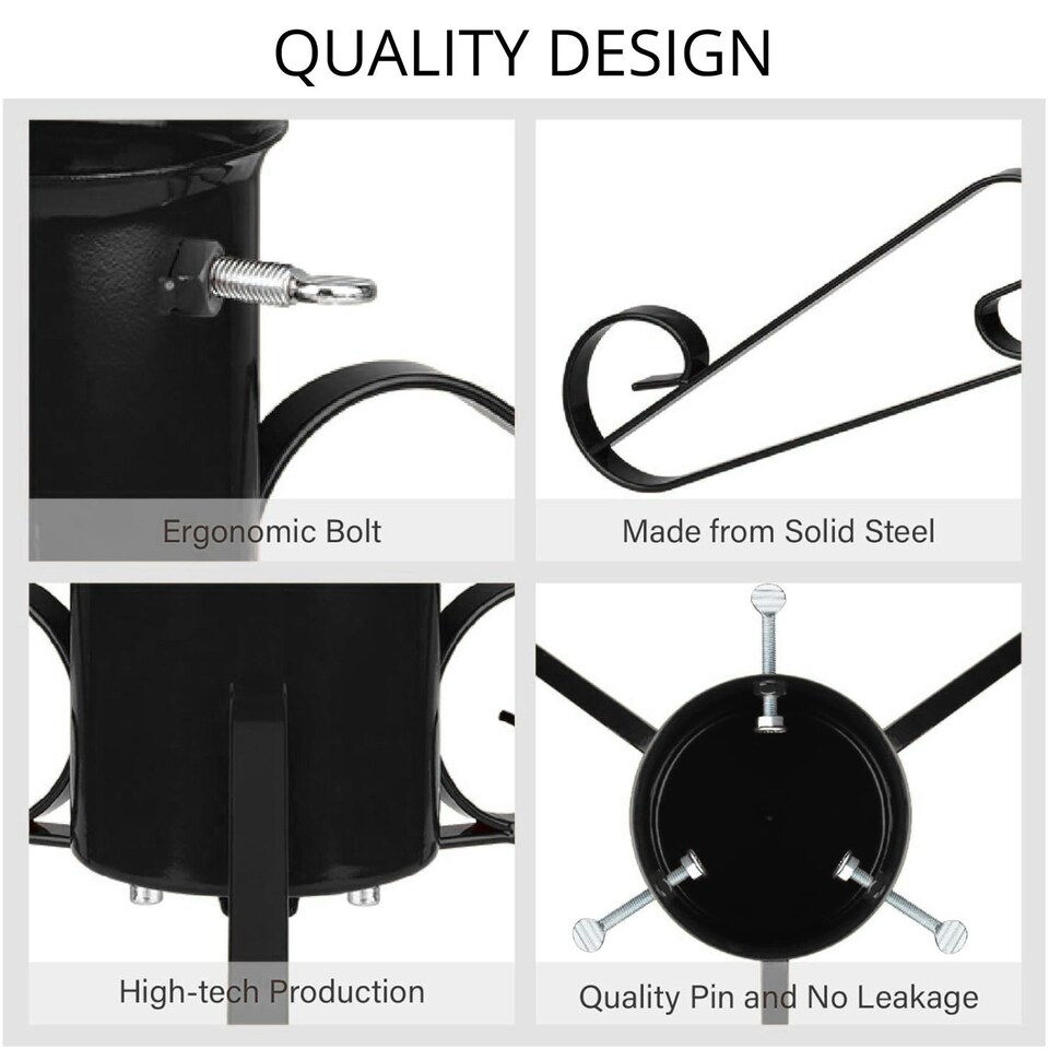 image 1 of Holly International Traditional Metal Scroll Leg Christmas Tree Stand for Real Trees to 2m - Black