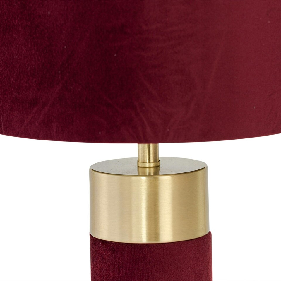 image 1 of Burgundy Velvet with Brass Detail Table Lamp Purple | Purple