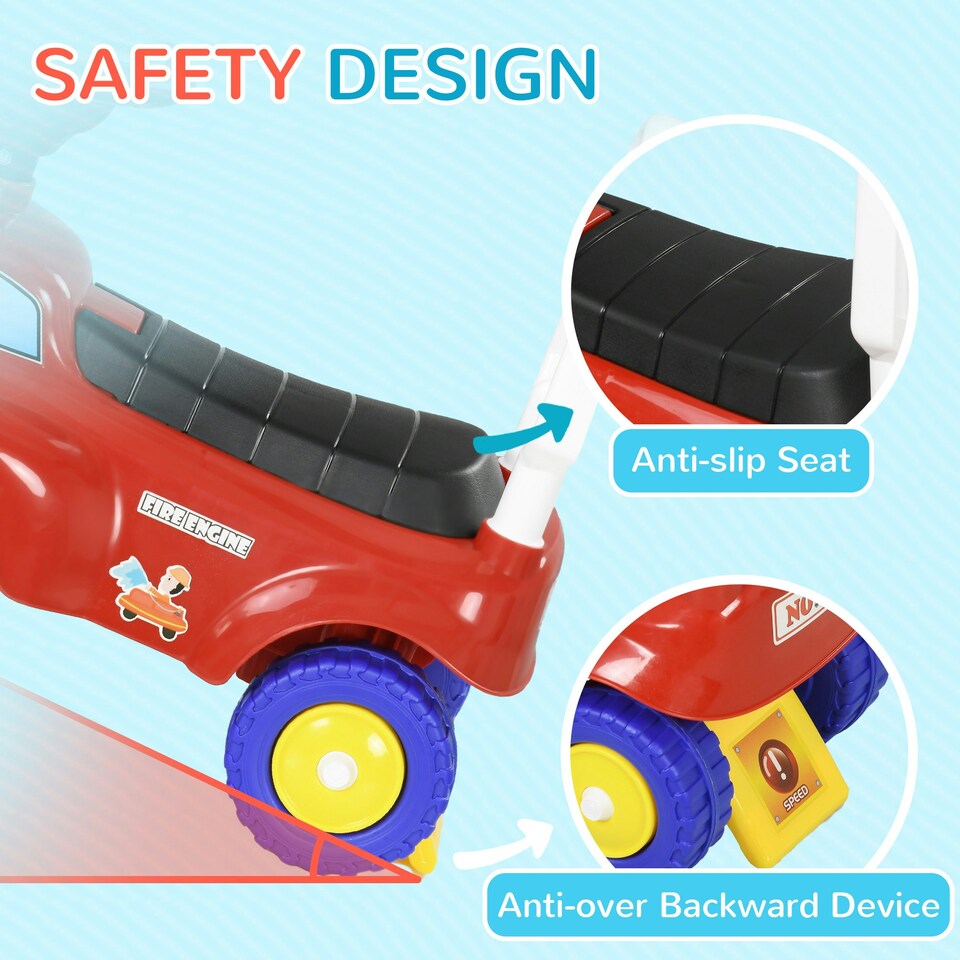 image 1 of AIYAPLAY Ride On Car Foot to Floor Design with Under Seat Storage, Red