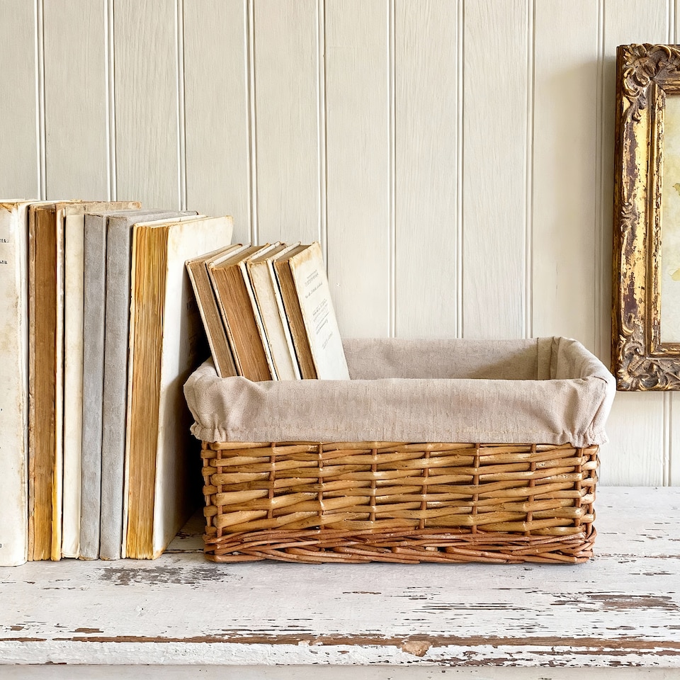 image 1 of Wickerfield Rectangular Wicker Storage Basket with Fabric Lining for Home Storage, Shelves & Gift Hampers