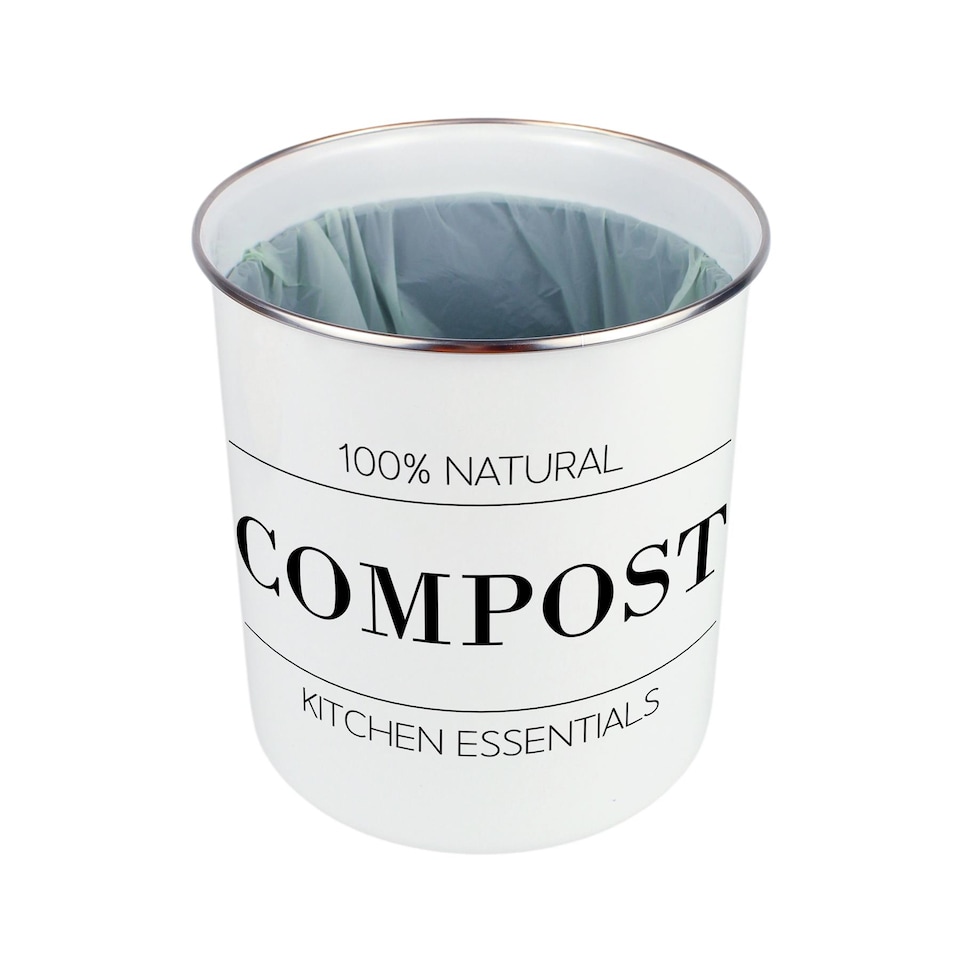 image 1 of Minimalist Essentials Compost Caddy - Metal 2L Decorative Kitchen Food Waste Bin