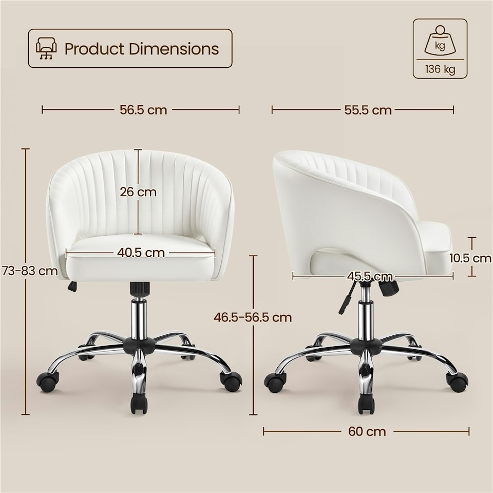 image 1 of Yaheetech Faux Leather Office Chair Adjustable Seat Height N/A | Cream