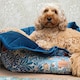 image 7 of Morris & Co Bower Print Square Box Dog & Cat Blanket Blue | One Size