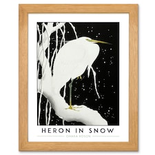 Ohara Koson Heron In Snow Art Wood Framed Wall Art Print
