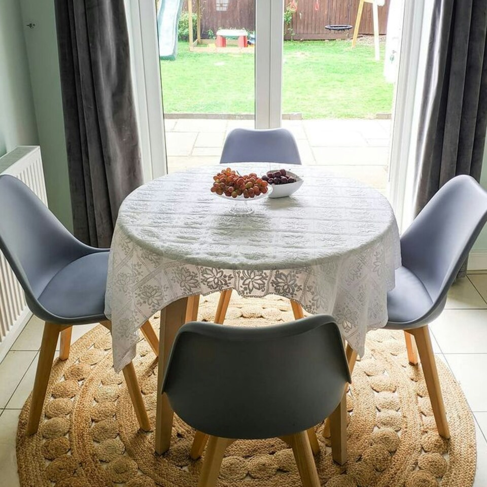 image 1 of Single Scandinavian Dining Chair with Leather Cushions Solid Wood Legs Grey
