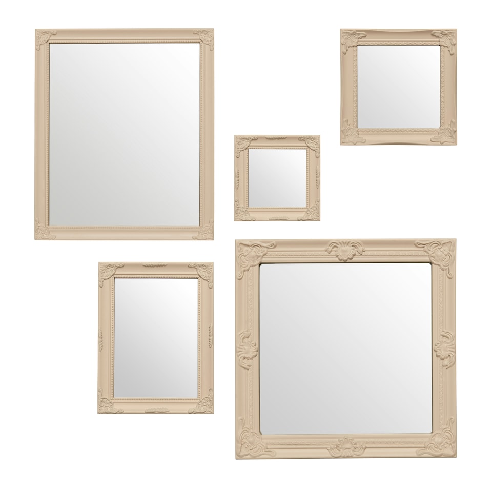 Brussels Set of 5 Baroque Mirrors Cream Finish Frame | Cream