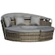 image 1 of Outsunny 5 PCs Cushioned Outdoor Plastic Rattan Round Sofa Bed Table Set Grey