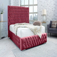 Bello Plush Double Bed Frame - Maroon