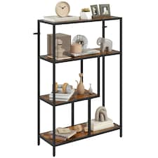 HOMCOM Industrial Bookshelf Bookcase w/ Open Shelves for Study Brown