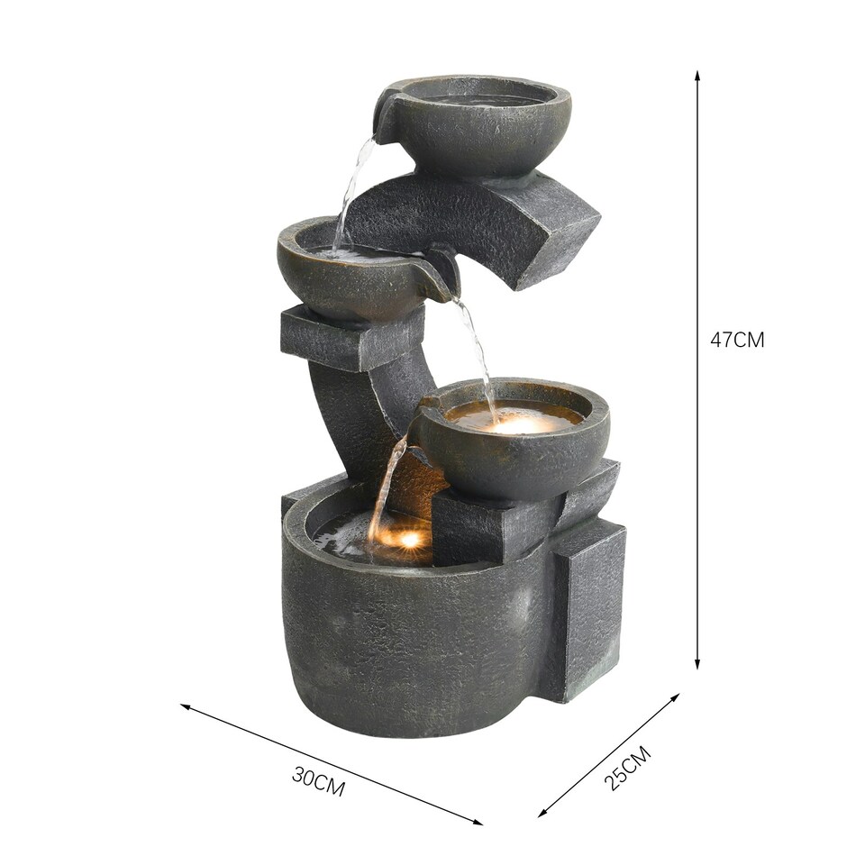 image 1 of Living and Home Outdoor Electric Water Fountain Rockery Decor with 2 Lights Multi