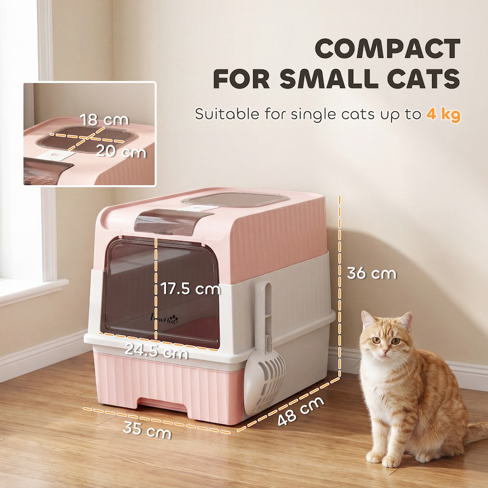 image 1 of PawHut Cat litter Box, Enclosed Cat Litter Box w/ Lid, Pull-Out Drawer Tray
