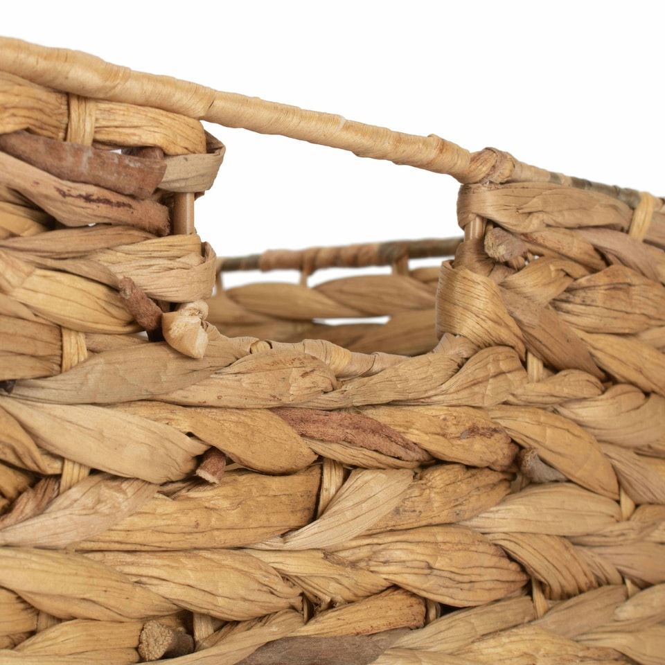 image 1 of Water Hyacinth Shallow Rectangular Storage Basket Brown | Brown | L