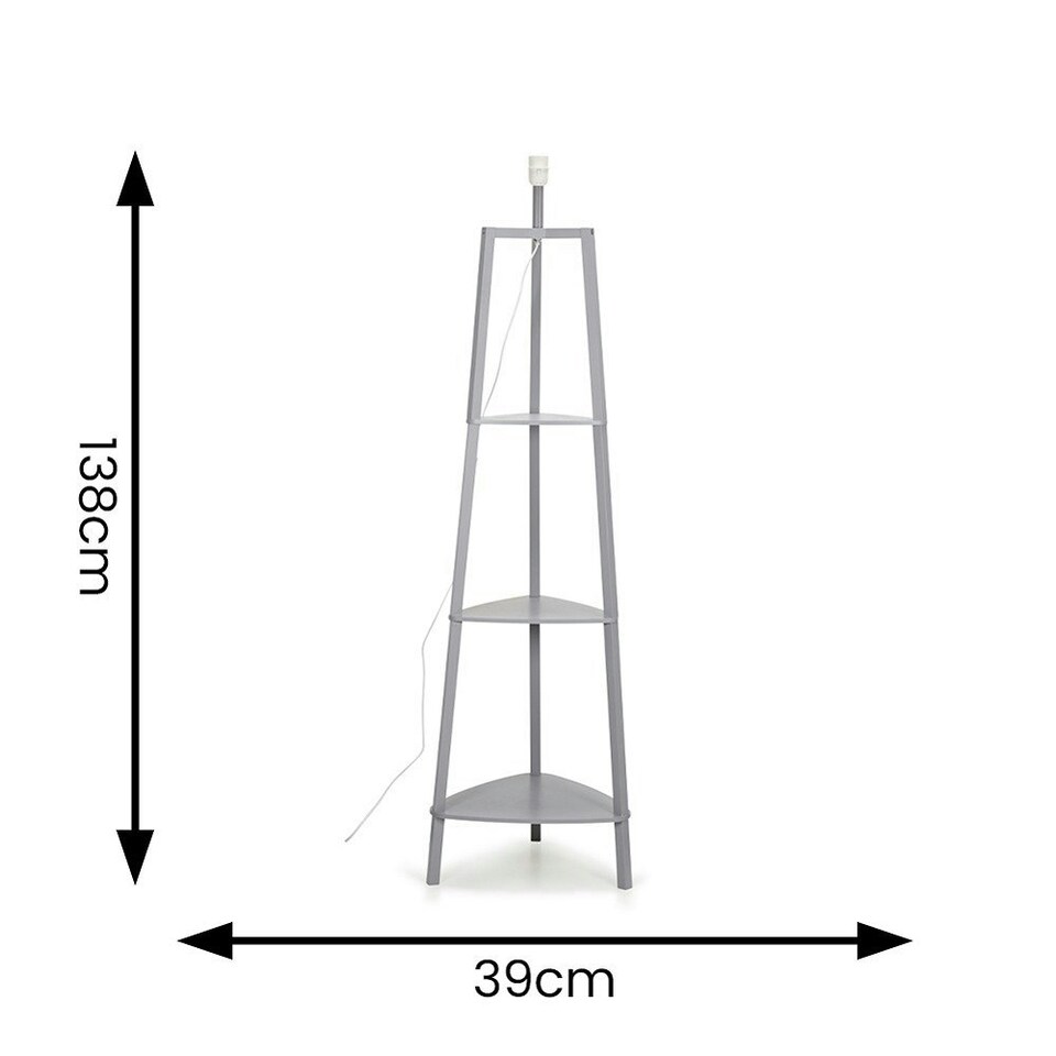 image 1 of ValueLights Hiru Painted Tripod Shelved Grey Floor Lamp Base Grey