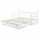 image 1 of Daybed With Pull Out Trundle White 3ft Single Bed and 2 Mattresses Metal Guest Room Bedroom Living Room