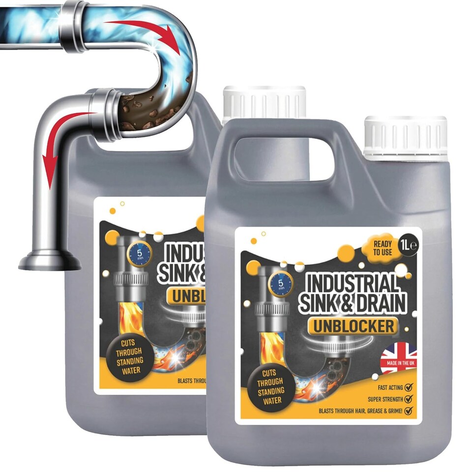 image 1 of 2 x 1 Litre Handy Size Heavy Duty Sink & Drain Unblocker For Plug Holes, Showers & Toilets