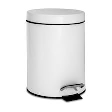Harbour Housewares Round Bathroom Pedal Bin - 3 Litre - White