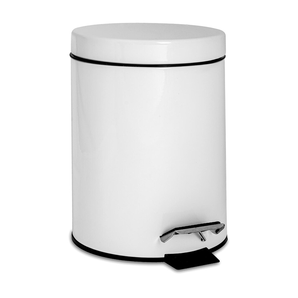 image 1 of Harbour Housewares Round Bathroom Pedal Bin - 3 Litre - White