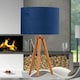 image 4 of Voyage - Dark Oak Table Lamp or Bedside Light with Blue Velvet Shade | Brown | Blue | Large | 1