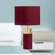 image 5 of Burgundy Velvet with Brass Detail Table Lamp Purple | Purple