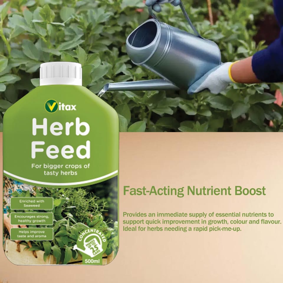 image 1 of Vitax Liquid Herb Feed 500ml Fast-Acting Seaweed Enriched Nutrient Formula for Bigger Healthier Flavourful Herbs