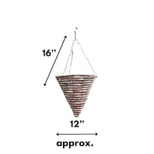 Marco Paul Beige Rattan Cone Hanging Basket 12" Brown