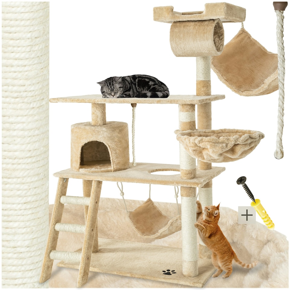 image 1 of Cat Tree Marcel - 141 cm, sisal cat scratching post - Beige