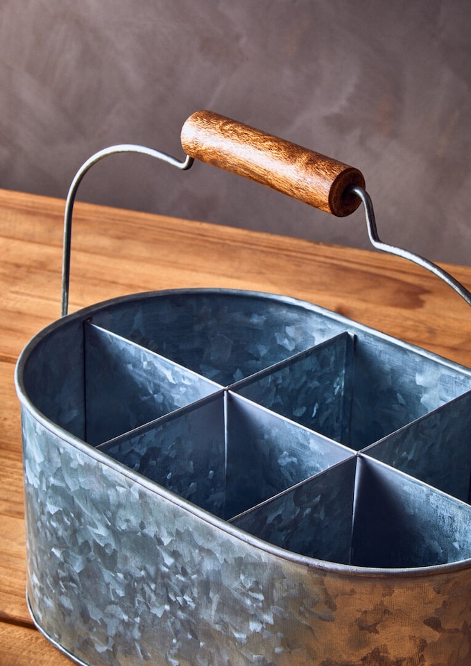 image 1 of Drummond 6 Compartment Oval Galvanised Steel Caddy