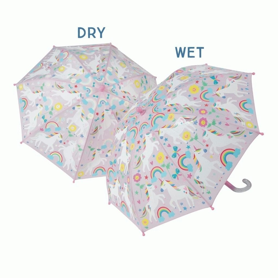 Floss & Rock Kids Umbrella Colour Changing - Rainbow Unicorn | Pink