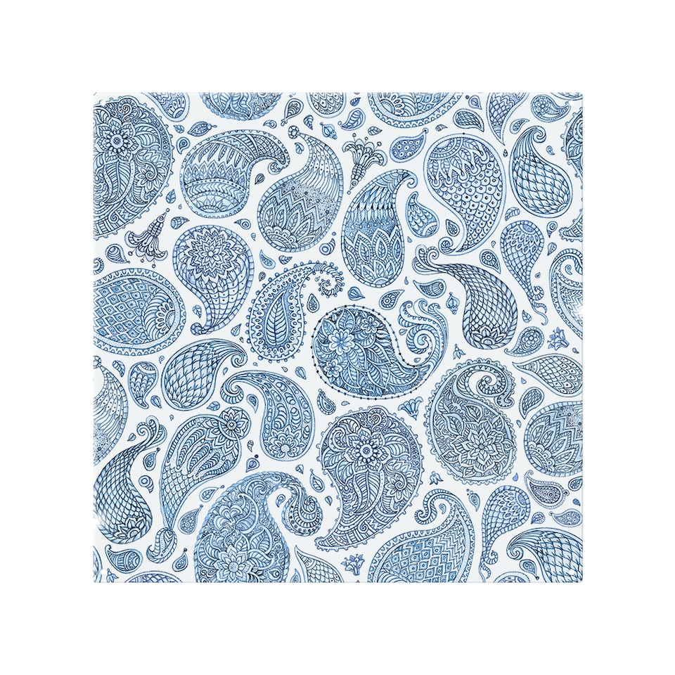 image 1 of Blue And White Bo Ho World Splash Back | White