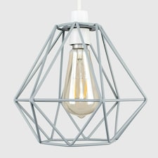 ValueLights Pair Of Retro Style Grey Metal Basket Cage Ceiling Pendant Light Shades