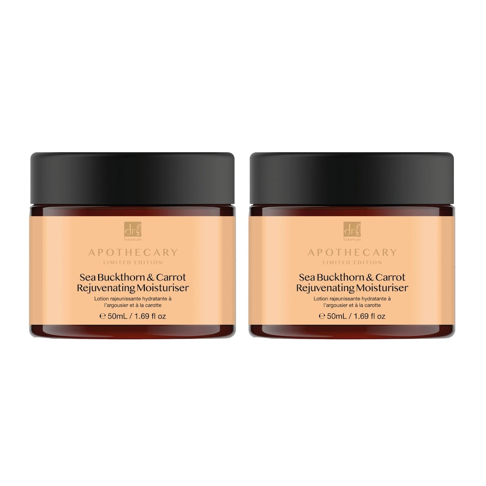 image 1 of Dr Botanicals Seabuckthorn & Carrot Anti-Ageing Rejuvenating Moisturiser 50ml x 2 Duo Set
