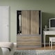 image 7 of URBNLIVING 3 Sliding Door Wardrobe With 4 Drawers And Hanging Rail | Grey | Oak Drawers | 1