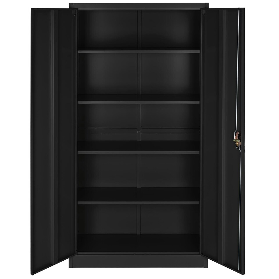 image 1 of Filing Cabinet Set of 4 - 5 height-adjustable shelves, lockable doors Black