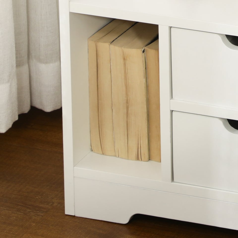 image 1 of HOMCOM Bedside Table, Small Bedside Cabinet with 2 Drawers and Storage Shelves, Modern Nightstand for Bedroom, White