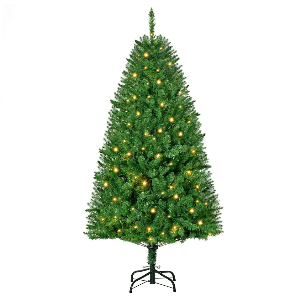 image 1 of HOMCOM 5FT Prelit Artificial Christmas Tree w/ Warm White Light Xmas Decoration