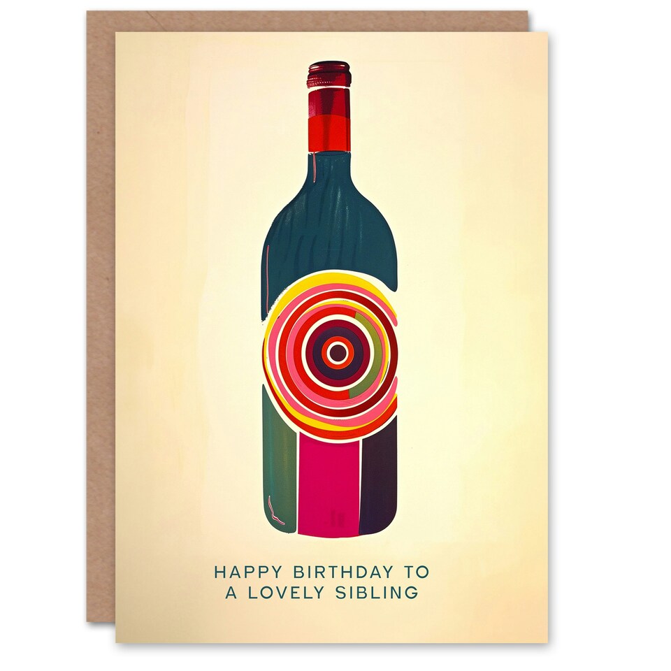 image 1 of Lovely Red White Wine Lover Bottle Sibling Birthday Card