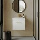 image 2 of Rio 1 Drawer Wall Hung Vanity Basin Unit - 500mm - Gloss White with Brushed Brass D Handle (Tap Not Included) White