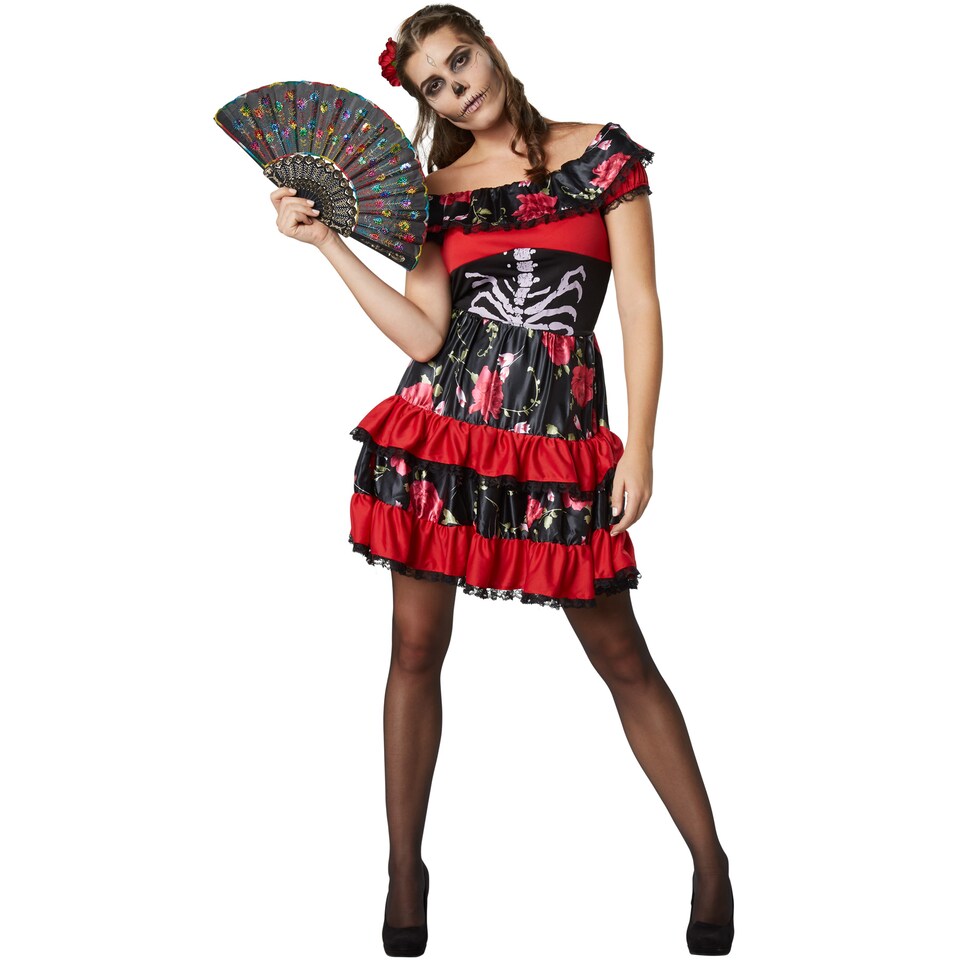 image 1 of Spooky Senorita - Halloween fancy dress costume for women | Red | black/red | 1