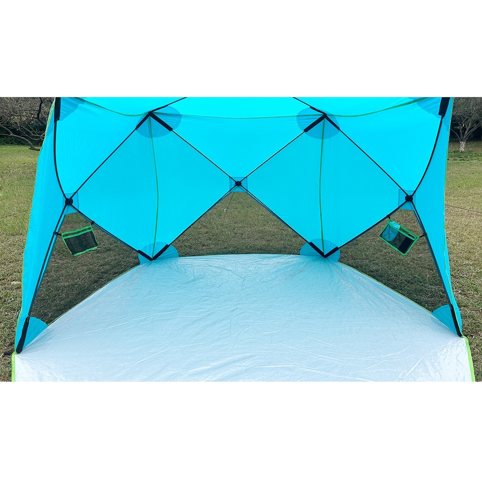image 1 of Gr8 Garden Blue Pop Up Family Beach Tent Sun Shade Camping Shelter 3-4 Person UPF50+ UV