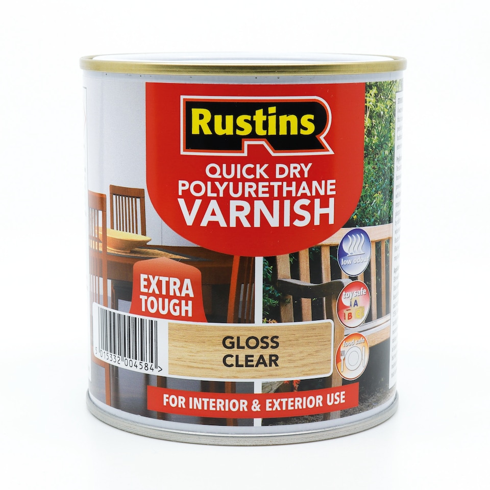 image 1 of Rustins Quick Drying Polyurethane Varnish Gloss Clear 1L