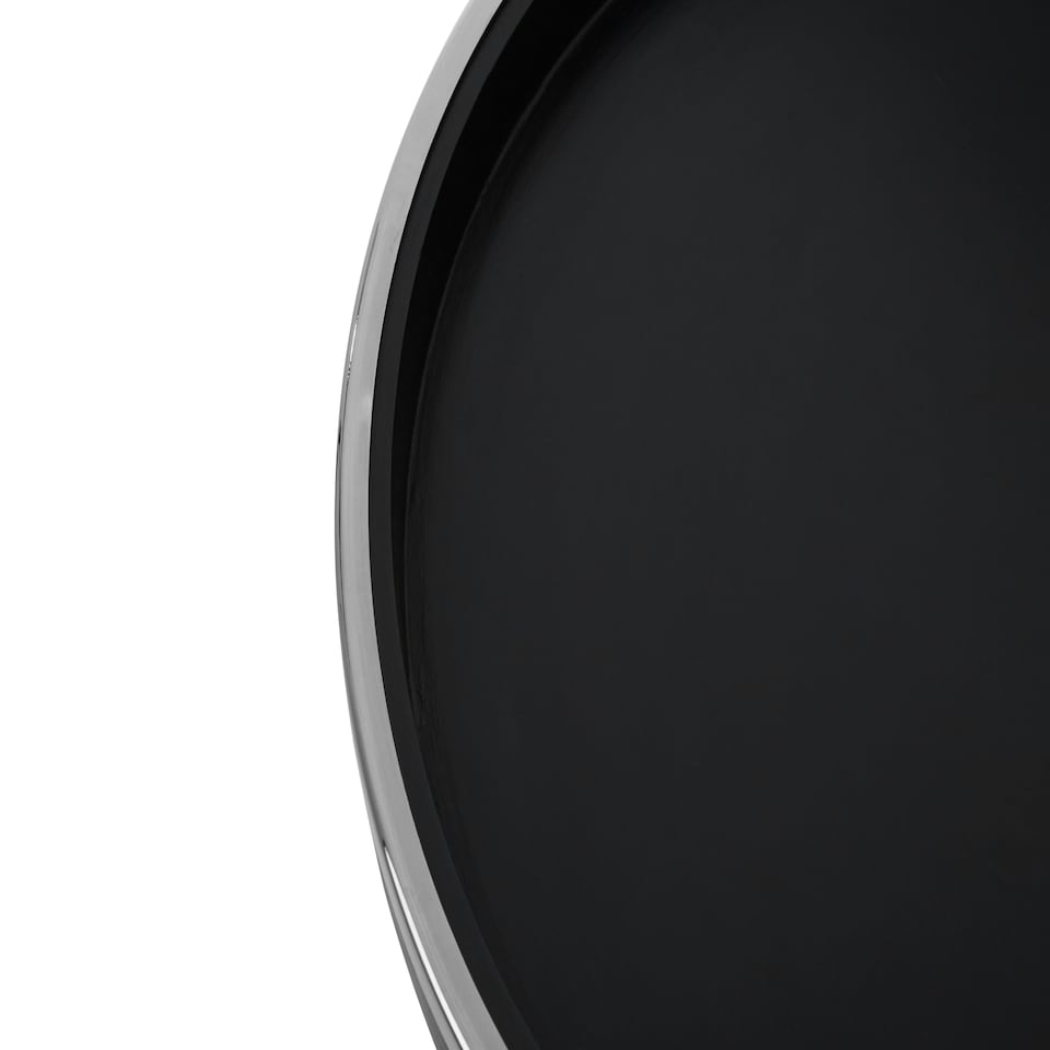 image 1 of Interiors by Premier Modern Monochrome Set of 2 Side Tables, Round Wooden Tables with Raised Edges, Sleek Black Tables