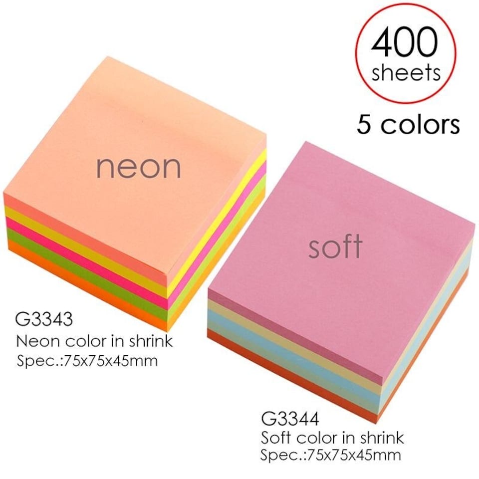 image 1 of 400 Sheets Pastel Colour Sticky Notes Memo Block 75x75mm | Multi