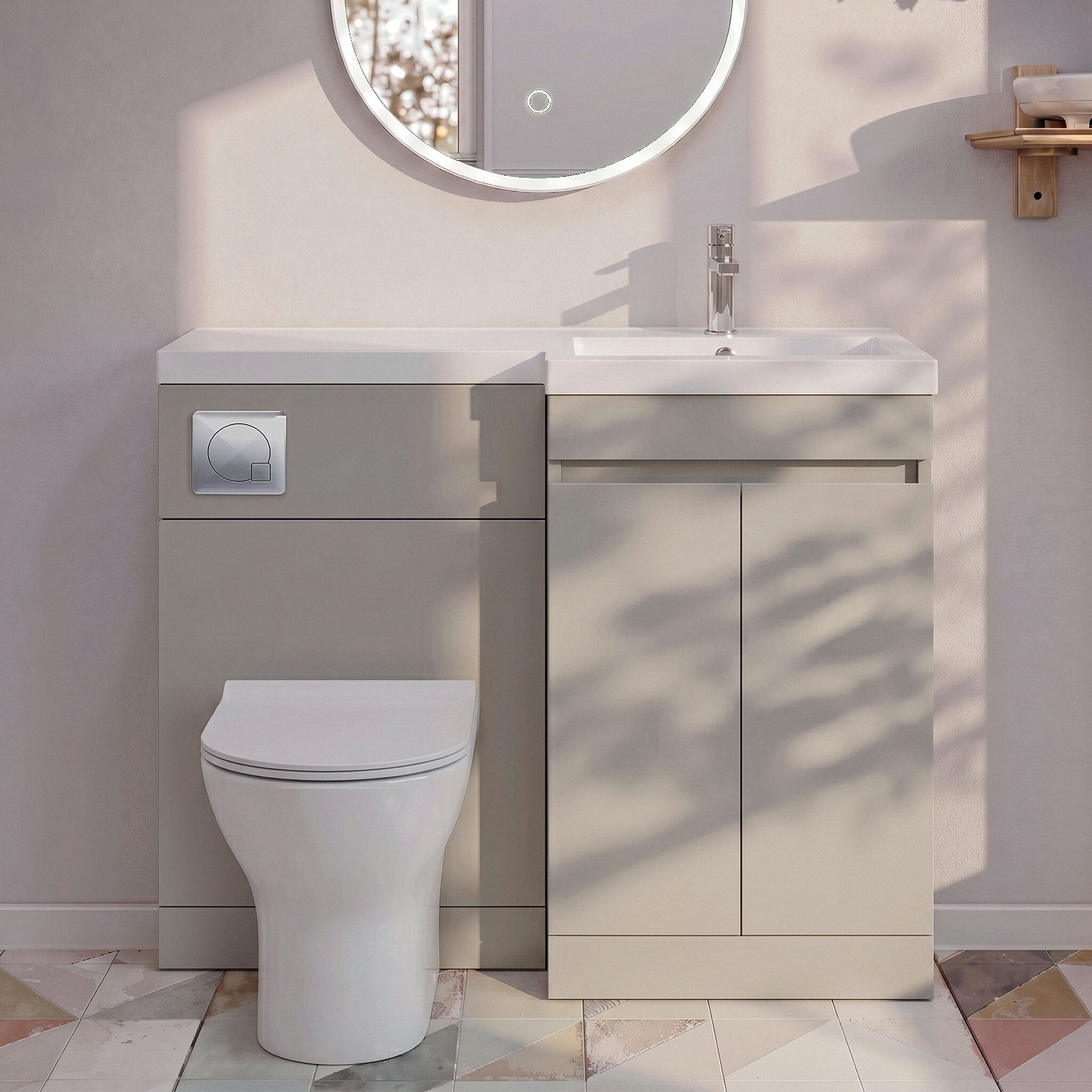 image 1 of Balterley Floor Standing Compact Unit with Right Hand Polymarble Basin