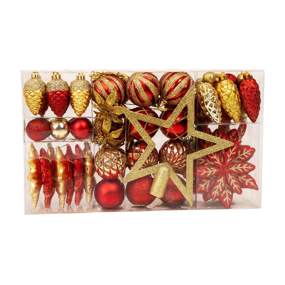 image 1 of Neo Large 110PCS Christmas Tree Bauble Ornaments Set | Red