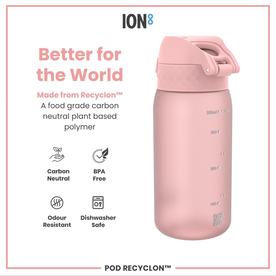 image 1 of Leak Proof Kids Water Bottle, BPA Free, 350ml (12oz) | Pink | Rose Quartz | One Size