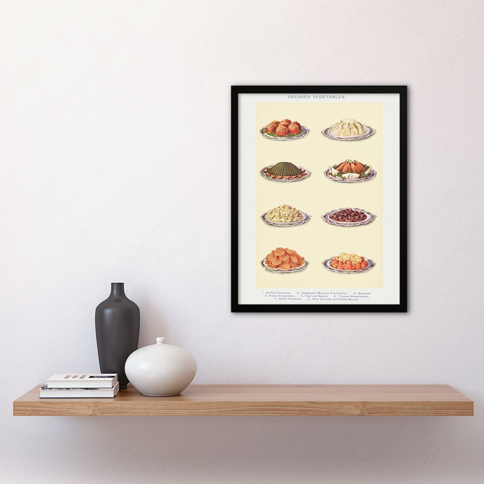 image 1 of Mrs Beeton Household Management Vegetable Side Dishes Framed Wall Art Print A3