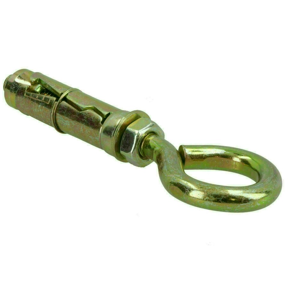 image 1 of 8mm Close Hook Anchor Eye Bolt Rawl Expansion Bolts Shield Wall 12 Pack