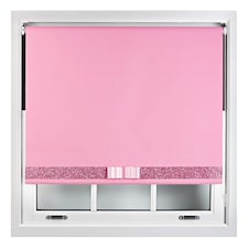 FURNISHED Blackout Roller Blind with Pink Glitter Trim and Pink Bow Trimmable Window Shade | Pink | Pink | (W) 140cm x (L) 210cm