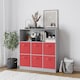 image 3 of Wide 7-Cube Bookcase With Drawers | Grey | Grey & Red | 1