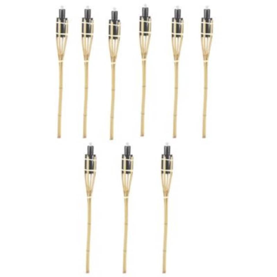 image 1 of Black Bamboo Torch Lanterns - Outdoor Garden Oil Patio Lights